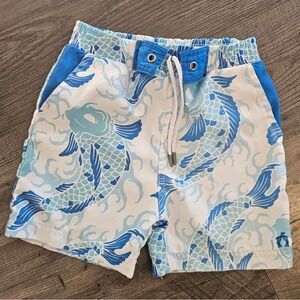 3t Blue‎ & white Cabana Life fish swim trunks Vacation Spring Break beach shore